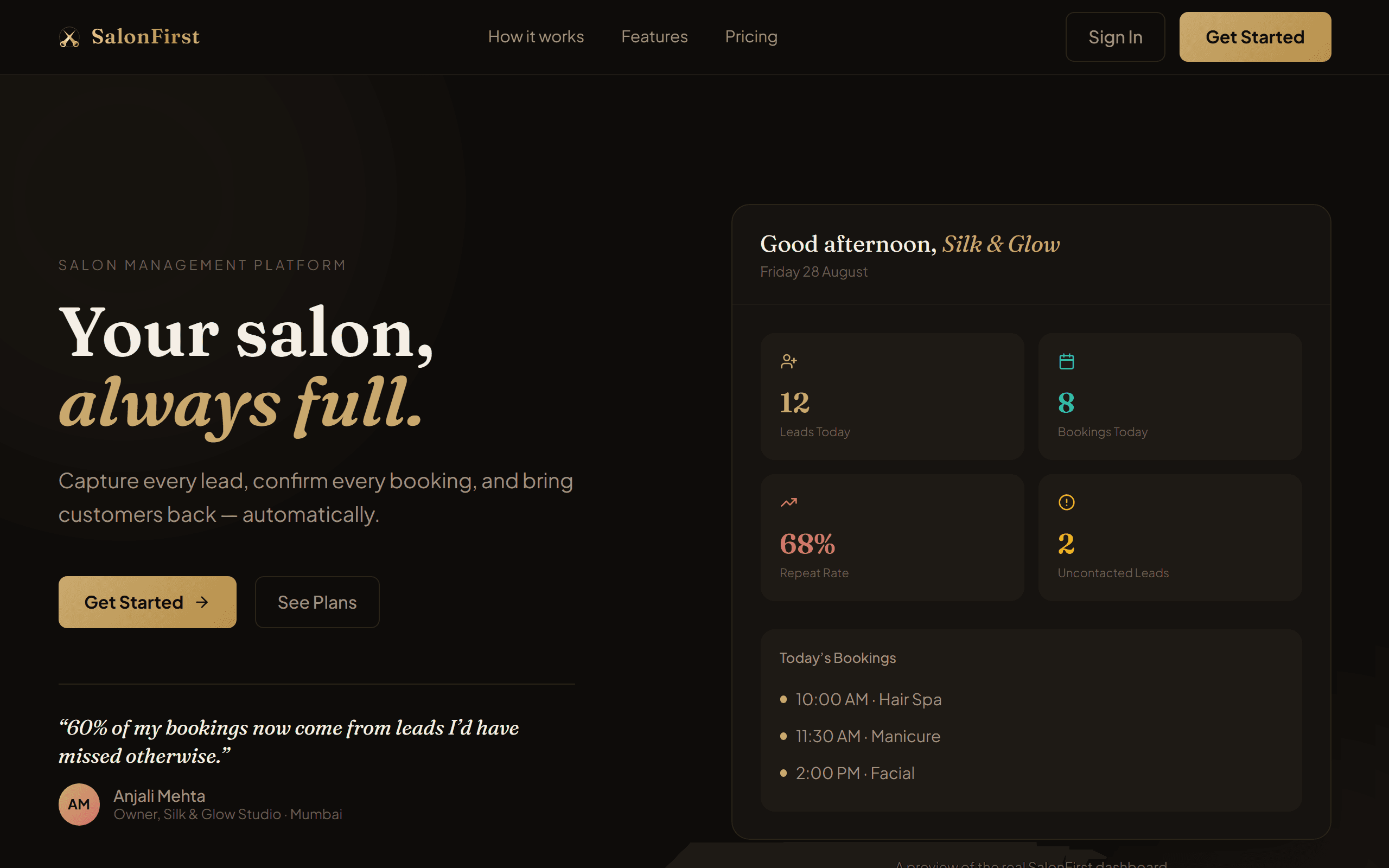 SalonFirst product screenshot